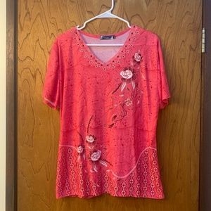 Victoria Pink Floral T-shirt Blouse XL/XXL